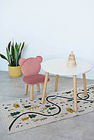 Комплект: круглий столик та стільчик рожевий ведмедик 2-4 роки