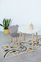 Комплект: круглий столик та стільчик сірий ведмедик 2-4 роки