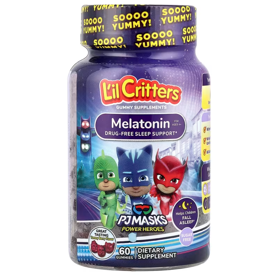 Melatonin Gummies PJ Masks Power Heroes For Ages 4+ Yummy Berry 1 мг L'il Critters 60 жувальних таблеток, фото 1