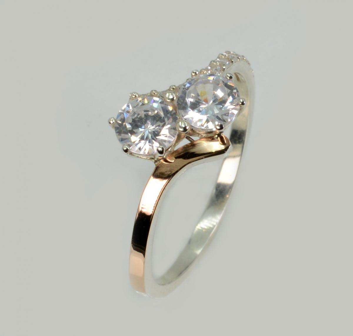 Срібна каблучка з золотими вставками, фото 1