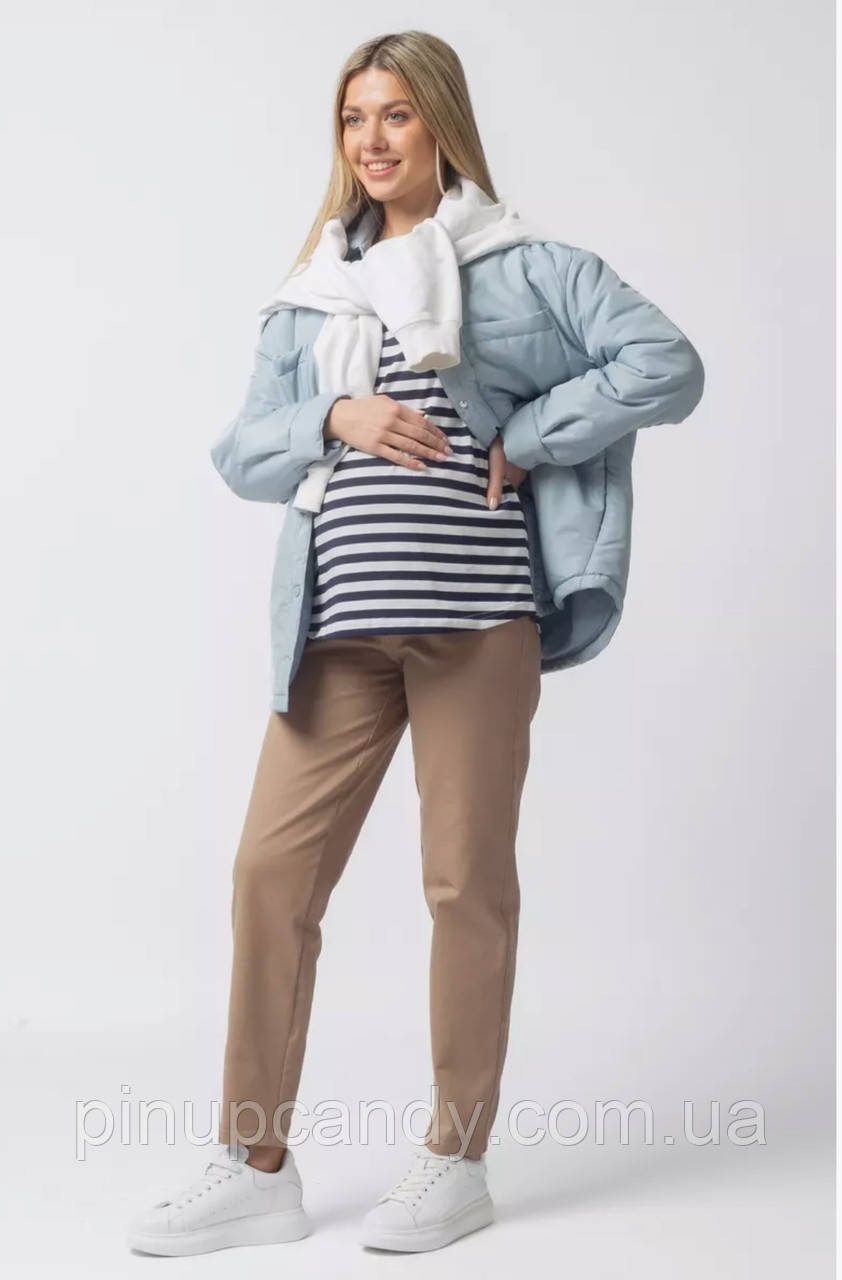 Штани для вагітних мам коттон слоучі бежеві (розміри: 42-56), фото 1