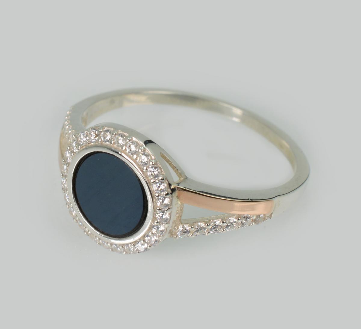 Срібна каблучка з золотими вставками, фото 1