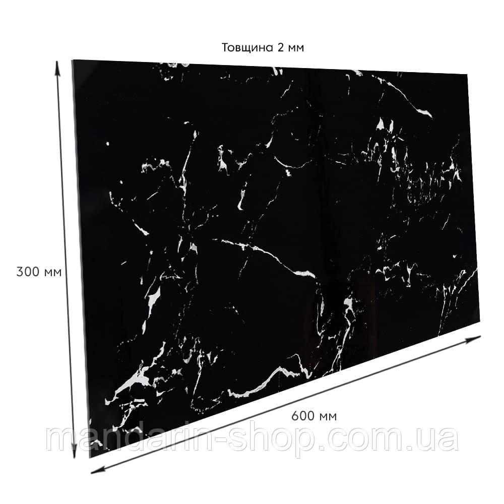 Стінова самоклеюча РЕТ плитка Чорний мармур 600*300*2 mm, фото 1