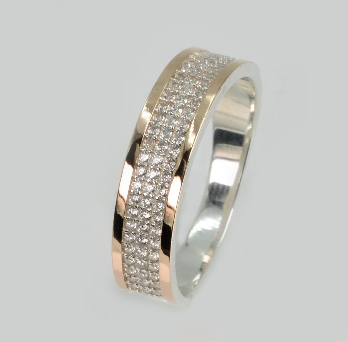 Срібна каблучка з золотими вставками, фото 1