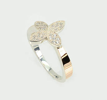 Срібна каблучка з золотими вставками