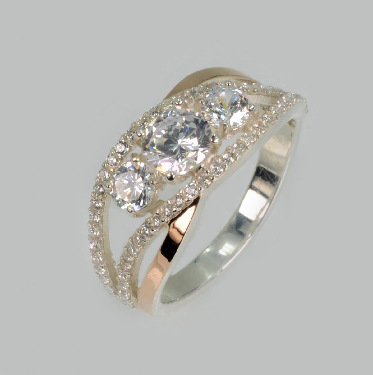 Срібна каблучка з золотими вставками, фото 1