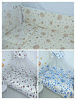 Набір дитячої постільної білизни в ліжечко 9 предметів, Бортики в ліжечко