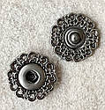 Декоративні пришивні кнопки металеві 19 мм 12 шт/уп АЖУРНІ ГРАФІТ, фото 2