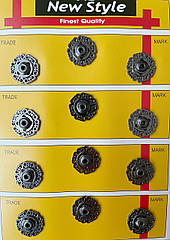 Декоративні пришивні кнопки металеві 19 мм 12 шт/уп АЖУРНІ ГРАФІТ