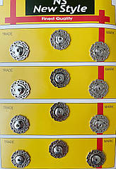 Декоративні пришивні кнопки металеві Ø19 мм 12 шт/уп АЖУРНІ СРІБЛО