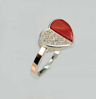 Срібна каблучка з коралом