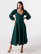 Гарне романтичне вечірнє плаття-міді з відкитими плечима, темно-зелене, фото 3