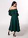 Гарне романтичне вечірнє плаття-міді з відкитими плечима, темно-зелене, фото 5