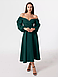 Гарне романтичне вечірнє плаття-міді з відкитими плечима, темно-зелене, фото 4
