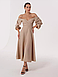 Гарне романтичне вечірнє плаття-міді з відкитими плечима, бежеве, фото 3