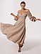 Гарне романтичне вечірнє плаття-міді з відкитими плечима, бежеве, фото 4