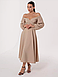Гарне романтичне вечірнє плаття-міді з відкитими плечима, бежеве, фото 5