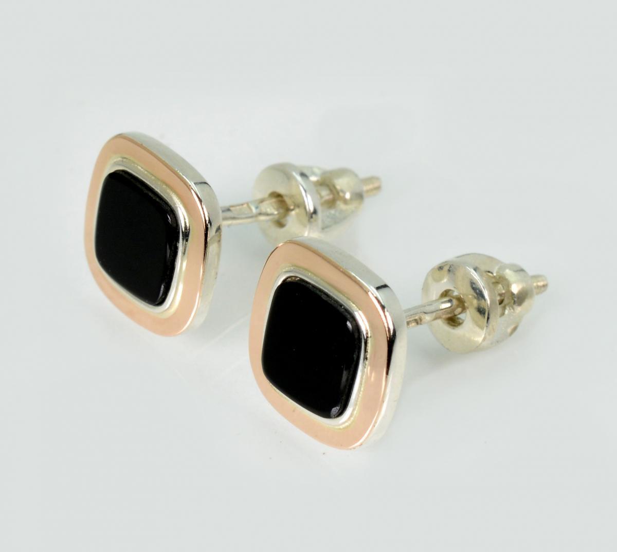 Срібні сережки з оніксом, фото 1