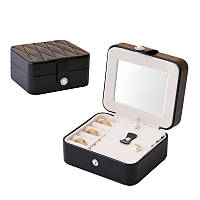 Стьобана скринька для прикрас із дзеркалом чорного кольору