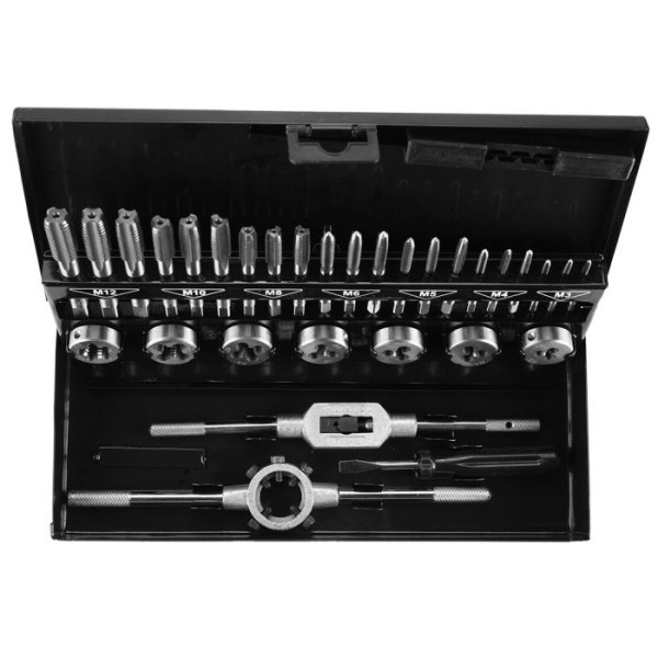 Набір мітчиків і плашок Topex (M3-M12, 32 шт.) (14A426), фото 1