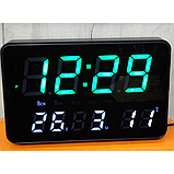 Електронний настільний годинник 2508, цифровий настінний годинник від мережі з календарем, будильником і термометром 9078 SV227, фото 6