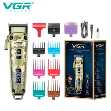 Акумуляторна машинка для стриження VGR V-005, 8 насадок, LED дисплей YU227, фото 1