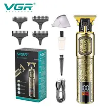 Тример для бороди та вусів з Led-дисплеєм VGR V-073 зі змінними насадками 1-4 мм YU227, фото 5