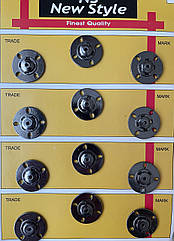 Декоративні пришивні кнопки металеві Ø21 мм 12 шт/уп ГРАФІТ