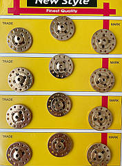 Декоративні пришивні кнопки металеві Ø21 мм 12 шт/уп ЗОЛОТО