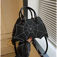 Сумка ПАУТИНА в готическом стиле y2k клатч Летучая Мышь подростковая сумка экокожа черная