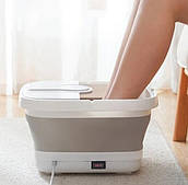Гідромасажна ванна складна з підігрівом Multifunction Footbath для ніг з 4 масажними валиками Сіра