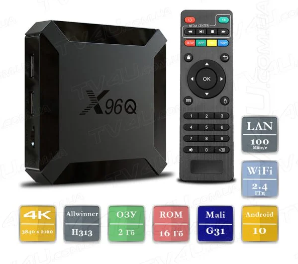 Смарт-ТВ-приставка X96Q 2/16 Гб Smart TV Box Android, фото 1