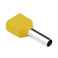 Наконечник втулковий 6/14 подвійний, жовтий, кабельний у ізоляції, трубчастий, НШВІ, штировий ізольований