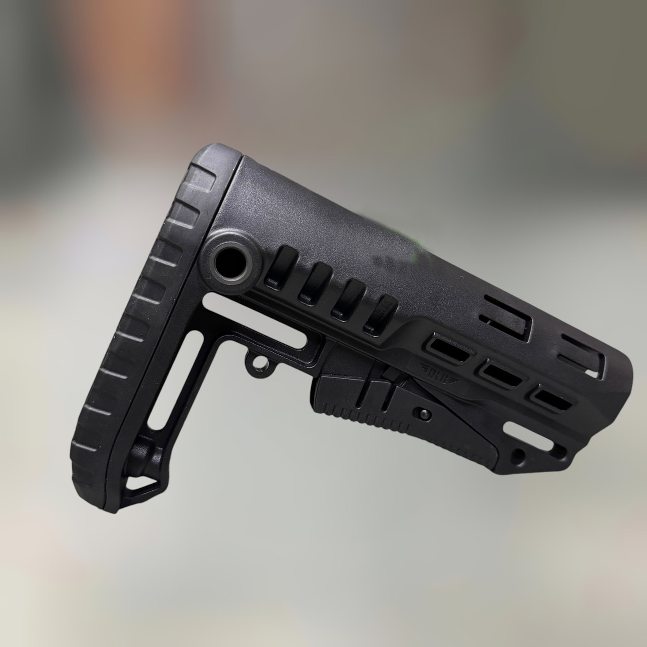 Приклад (база) DLG TBS TACTICAL DLG-130, для трубок Mil-Spec, колір Чорний, гніздо антабки на 2 сторони (DLG-130 BL)