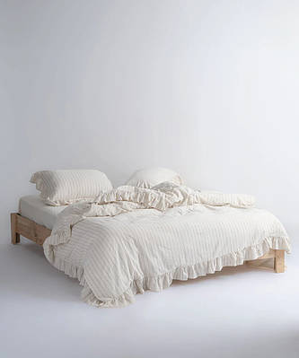 Постільна Білизна Варена Бавовна Limasso Leila кремовий двоспальний євро 200х220см