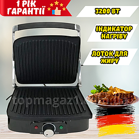 Гриль електричний притискний Rainberg 3200 Вт з терморегулятором контактний електрогриль на кронштейні побутовий