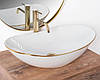 Умивальник (раковина) REA ROYAL GOLD EDGE накладний білий, фото 3