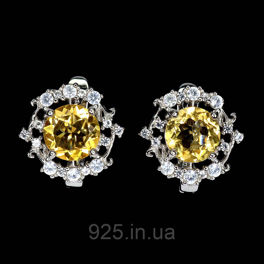 Сережки. Натуральний цитрин. Срібло 925.