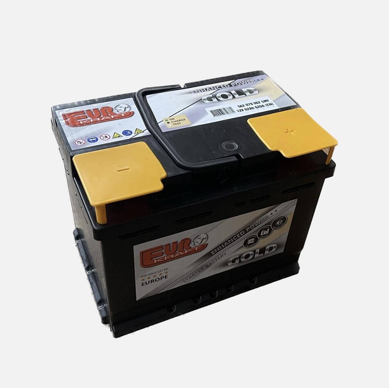 Акумулятор автомобільний 62Ah EUROKRAFT GOLD (+/-) (Виробництво Monbat) EN620 242x175x190
