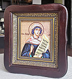 Ікона Свята мучениця Іларія в темному фігурному дерев'яному кіоті під склом, розмір кіота 20*18, сюжет 10*12, фото 2