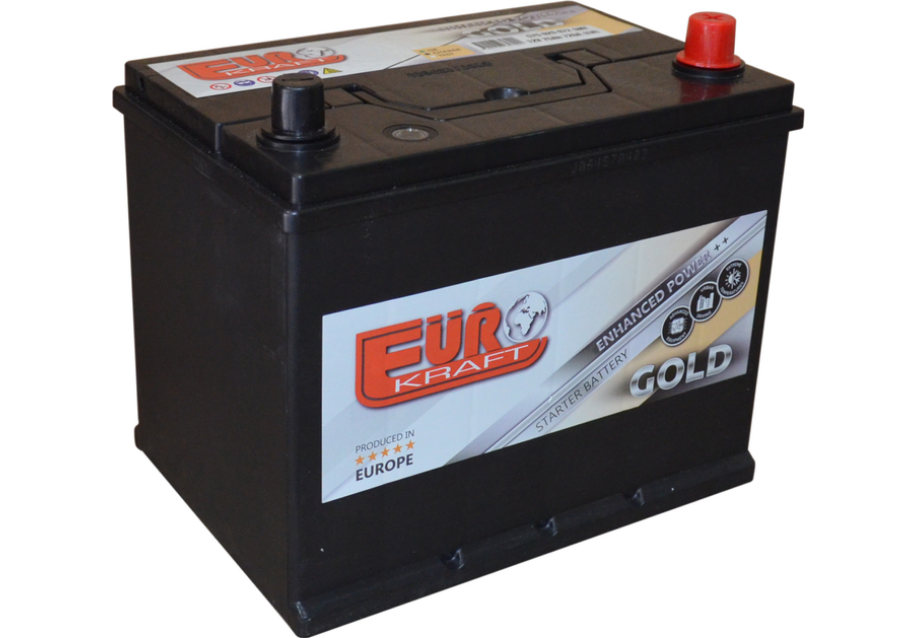 Автомобільний акумулятор 75Ah EUROKRAFT GOLD ASIA D26 (-/+) (MONBAT, Болгарія) EN720 260x170x220, фото 1