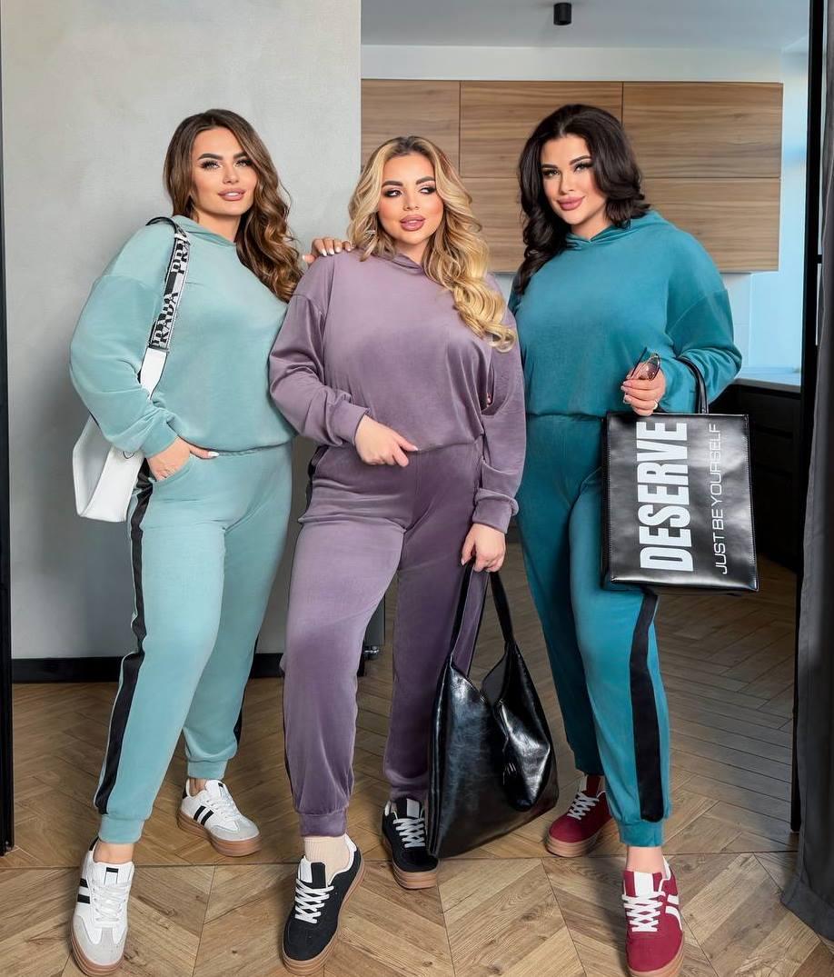 Костюм прогулянковий велюровий з лампасами 8101, фото 1