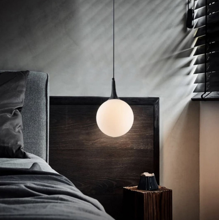 Підвісний світильник GOLF з білим плафоном 11193/1 BK+WT, фото 1