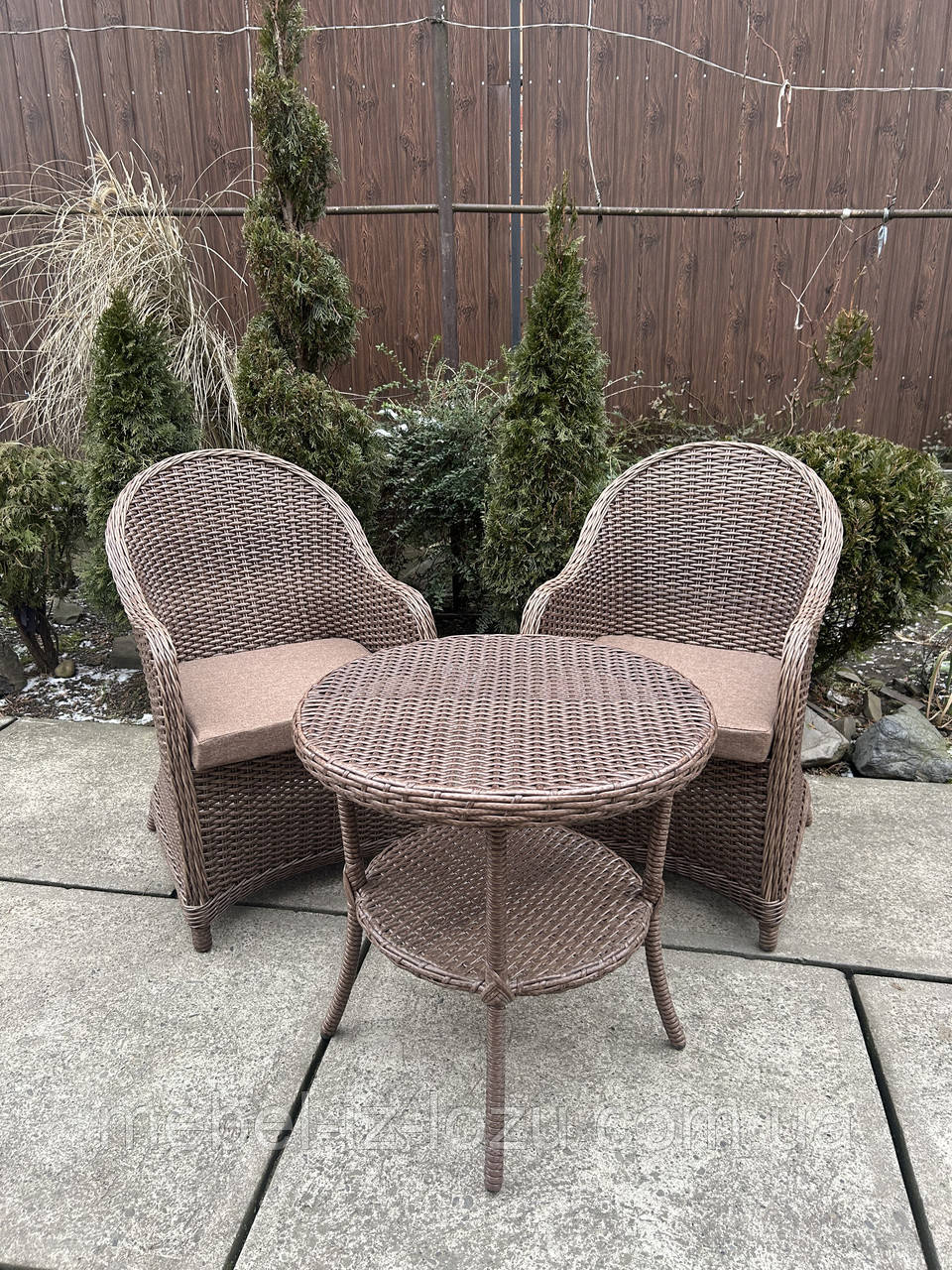 2 крісла +столик з Ротанга -колір Мигдаль, фото 1