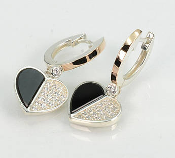 Срібні сережки з золотими пластинами