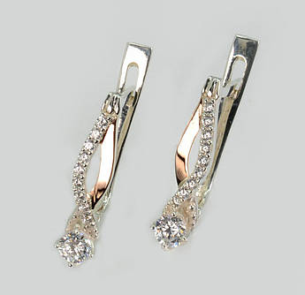 Срібні сережки з золотими пластинами