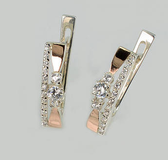 Срібні сережки з золотими пластинами