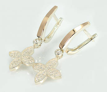 Срібні сережки з золотими пластинами