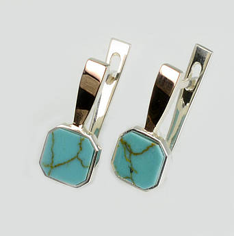 Срібні сережки з бірюзою