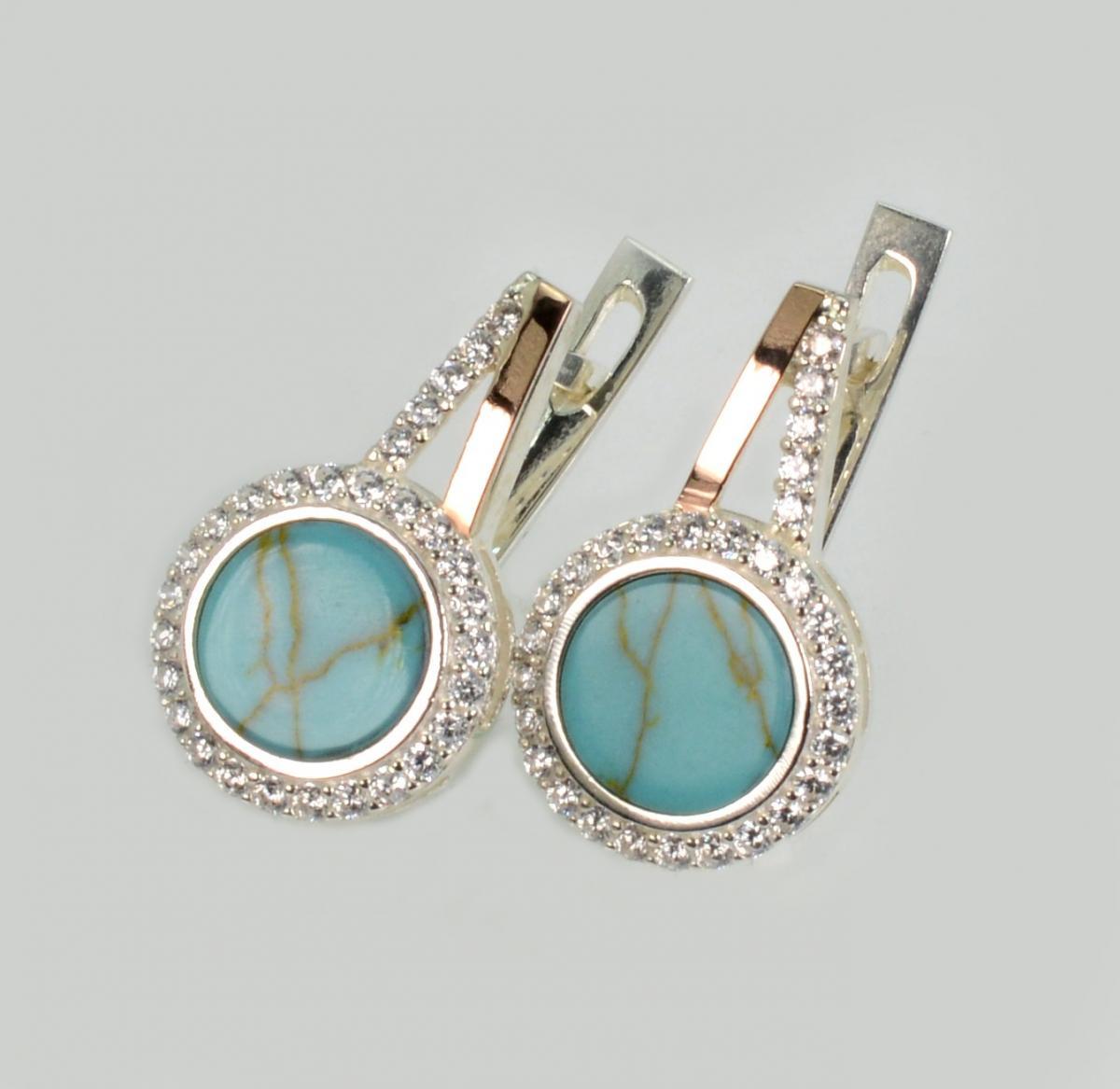 Срібні сережки з бірюзою, фото 1